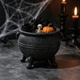 thumbnail image 5 of MYUNNIL Black Witch Cauldron Planter, Vintage Resin Cauldron Ornament with Dual Handles & Four Legs, Multipurpose Halloween Gothic Decor Bowl for Tabletop Shelf Home, 5 of 8