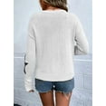thumbnail image 4 of Women'S Star Pattern Crew Neck Drop Shoulder Casual Sweater Pullover Knitwear White M, 4 of 7