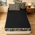 thumbnail image 4 of Manfei Abstract Camouflage Zipper Full Size Comforter Sets with Fitted Sheet and 2 Pillowcases, Mid Century Camo Zipper Bedding Set, Coyote Brown, Black Reversible, 4 Pieces, 4 of 7