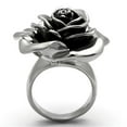 thumbnail image 3 of Luxe Jewelry Designs Stainless Steel Flower Shaped Women's Ring with Black Jet Epoxy - Size 5, 3 of 4