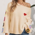 thumbnail image 3 of Juslio Women Sweaters Pullovers Tops for Women Solid Crew Neck Long Sleeve Knit Beige, 3 of 5