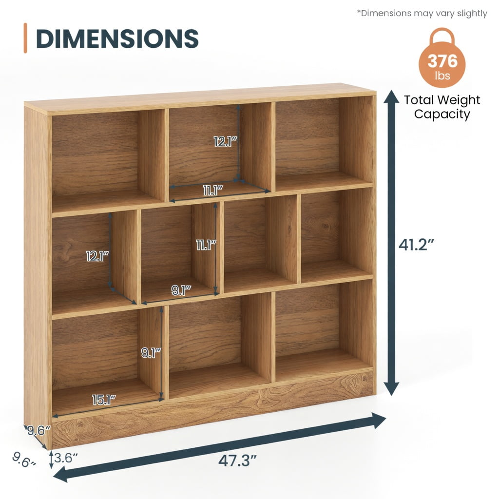 Barara King Kids Storage Unit Bookshelf,Toy Storage Organizer,41 inches Wooden Toy Storage Organizer with 10 Cubes for Kids-Natural