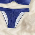 thumbnail image 5 of UTSJKR Women's Strapless Bikini Set Wave Textured Bow Ruched High Cut Bandeau Swimsuit Bathing Suits 2 Piece Cheeky Swimwear Blue M, 5 of 5