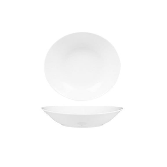 Porcelain Elips 8.5" x 7.75" x h:1.5" 20 oz. Oval White Porcelain Deep Plate (Set of 4)