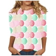thumbnail image 2 of Royisotas Easter Shirts for Women 3/4 Sleeve Crewneck Cute Shirts Graphic Print Tunic Tops Happy Easter Day T-Shirts, 2 of 5