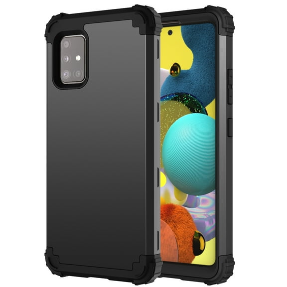 Dteck Case for Samsung Galaxy A51 5G (6.5-inch),Shockproof Rubber 3-Layer Protection Hybrid Hard Back Phone Case Cover without Screen Protector,Black