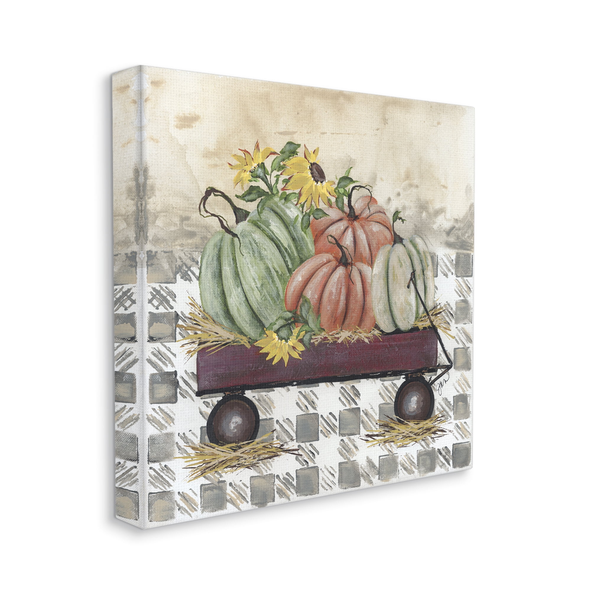 Stupell Industries Pumpkin Harvest Wagon Botanical & Floral Painting Gallery Wrapped Canvas Print Wall Art, 30 x 30