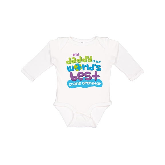 Inktastic Worlds Best Crane Operator Daddy Boys or Girls Long Sleeve Baby Bodysuit