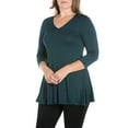thumbnail image 3 of 24/7 Comfort Apparel Women's Plus Size Three Quarter Sleeve V-Neck Tunic Top, 3 of 4