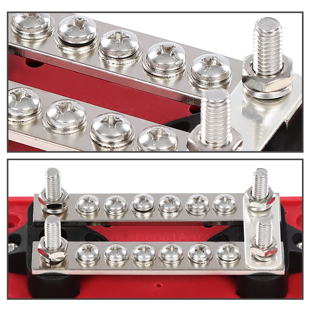 CROSSDESIGN 12 Terminal Ground Power Distribution Junction Block Kit Heavy Duty Bus Bar 12V