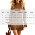 thumbnail image 4 of SAWOBUUN Womens Western Cowgirl Fringe Mini Dress Cold Shoulder Long Sleeve Faux Suede Tassel Bodycon Dress, 4 of 7