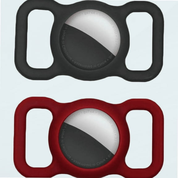 Airtag Dog Collar Holder(2 Pack) for Apple Airtags Anti-Lost Air Tag Holder Case Compatible with Cat Dog Collars (2xBlack) (Black&Wine Red)