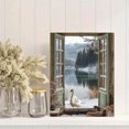 thumbnail image 2 of Qisvanset 12x16 Inch 2D Flat Framed Canvas Art, Golden Glow Rabbit Pair Cozy Farmhouse Romantic Nature Home Wall Art, 2 of 5