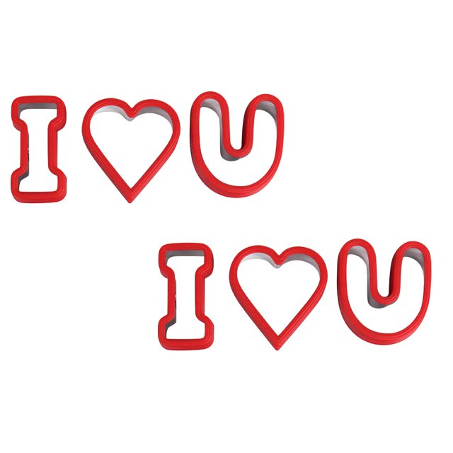 Oleegame 2PC Cookie Mold Cute Cake Tools Heart/Star/Flower Shape Cutters Stainless Steel Plastic Cookie Cutter Set Red