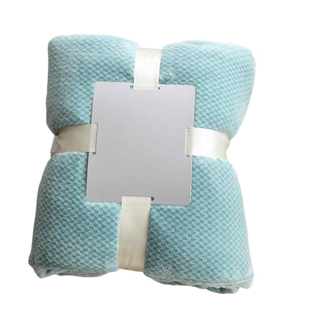 Manta de cama ligera con estampado de hojas de franela sedosa de color verde azulado claro súper suave para usar durante toda la temporada