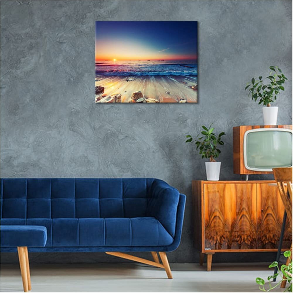 TISHIRON Paint by Numbers for Adults,16x20 inch Canvas Wall Art Coconut  Tree Beach Sunset Seascape Oil Painting by Numbers Kit for Home Wall Decor  (Frameless) 