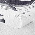 thumbnail image 5 of Feelyou Black White Line Whale Quilt Full for Men Women, Marine Animal Full Bedspread Sets, White Grey, 3-Piece, 5 of 7