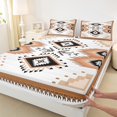 thumbnail image 3 of Homewish Wheat Boho Aztec Twin Sheet Sets, Western Bohemian Old Fashion Twin Fitted Sheet, Teens Adult Women Men Flat Sheet, Lightweight Room Decor, 3pcs, 3 of 7