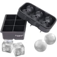 thumbnail image 1 of Bandejas de cubos de hielo de silicona Ticent, moldes esféricos y cuadrados, 1 of 7