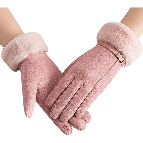 Ladies suede gloves fleece lined outlet