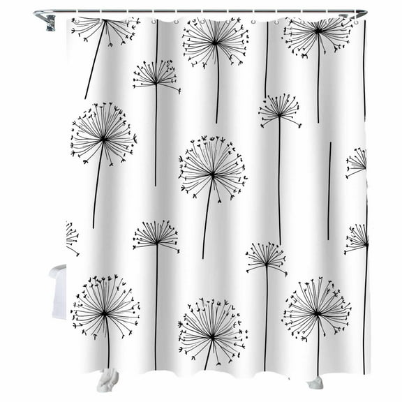 Shower Curtains Dandelion Bath Curtain Simple Style Waterproof Bathroom Shower Curtain Set with Hooks Decoration 72 x 84 Inches