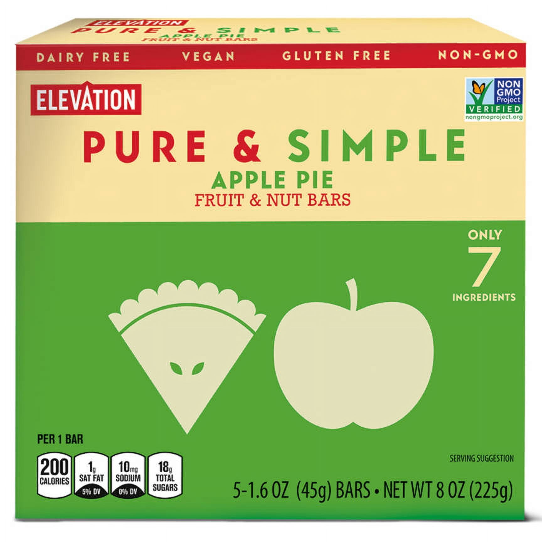 Elevation Apple Pie Fruit and Nut Snack Bars, Pack of 2, 5 Count