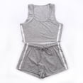 thumbnail image 6 of Seyurigaoka Women 2PCS Sports Set, Slim Striped Crop Top Short Pants Tracksuit, 6 of 6