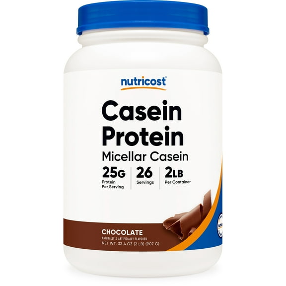 Nutricost Casein Protein Powder 2lb Chocolate - 100% Micellar Casein