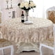 thumbnail image 2 of Nvzi Mantel redondo de encaje de poliéster bordado, manteles redondos para fiestas, bodas, cocinas, comedores, decoraciones para el hogar, redondo, 60 pulgadas, beige, 2 of 4