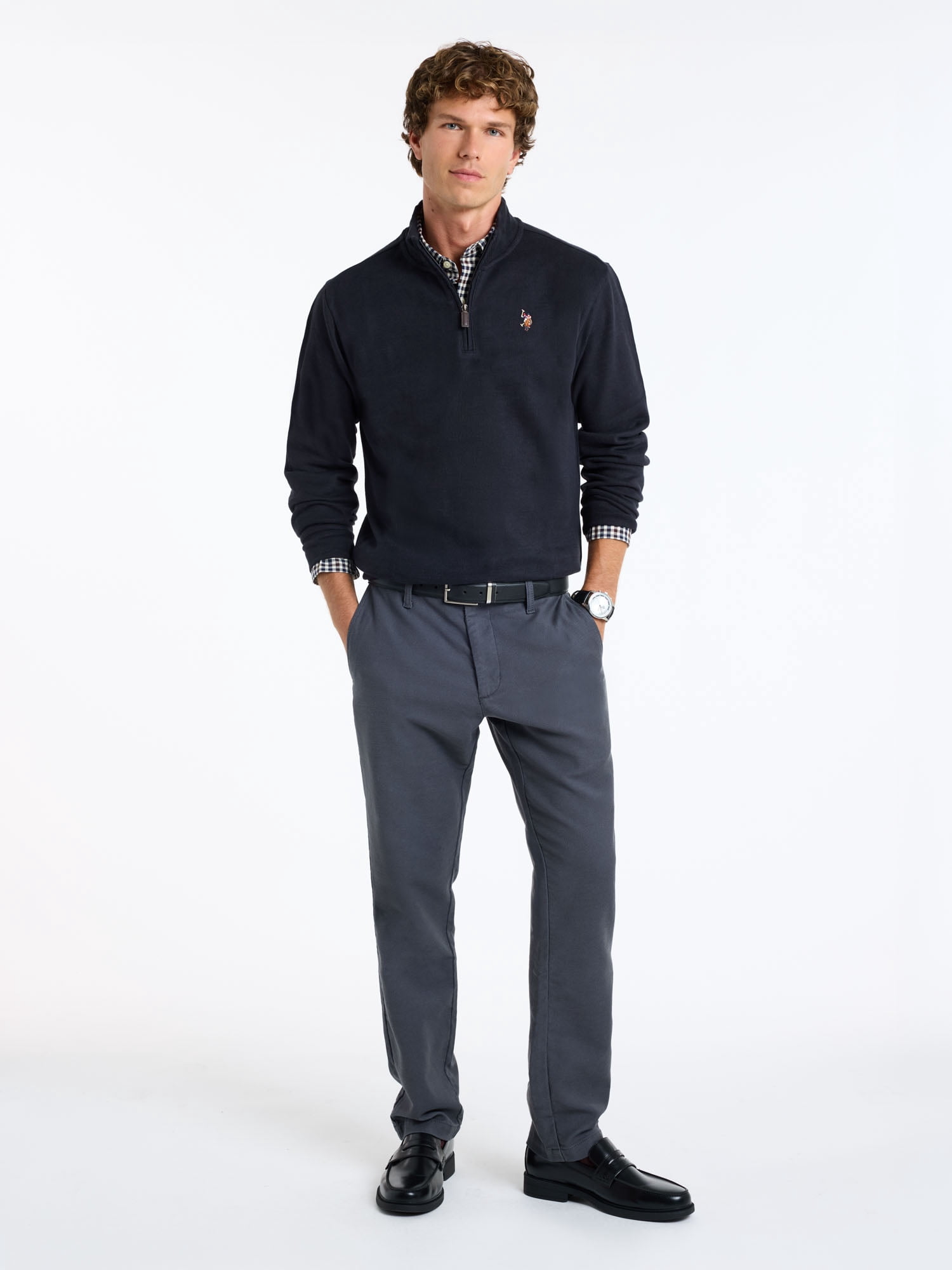 U.S. Polo Assn. Men's Quarter Zip Flatback