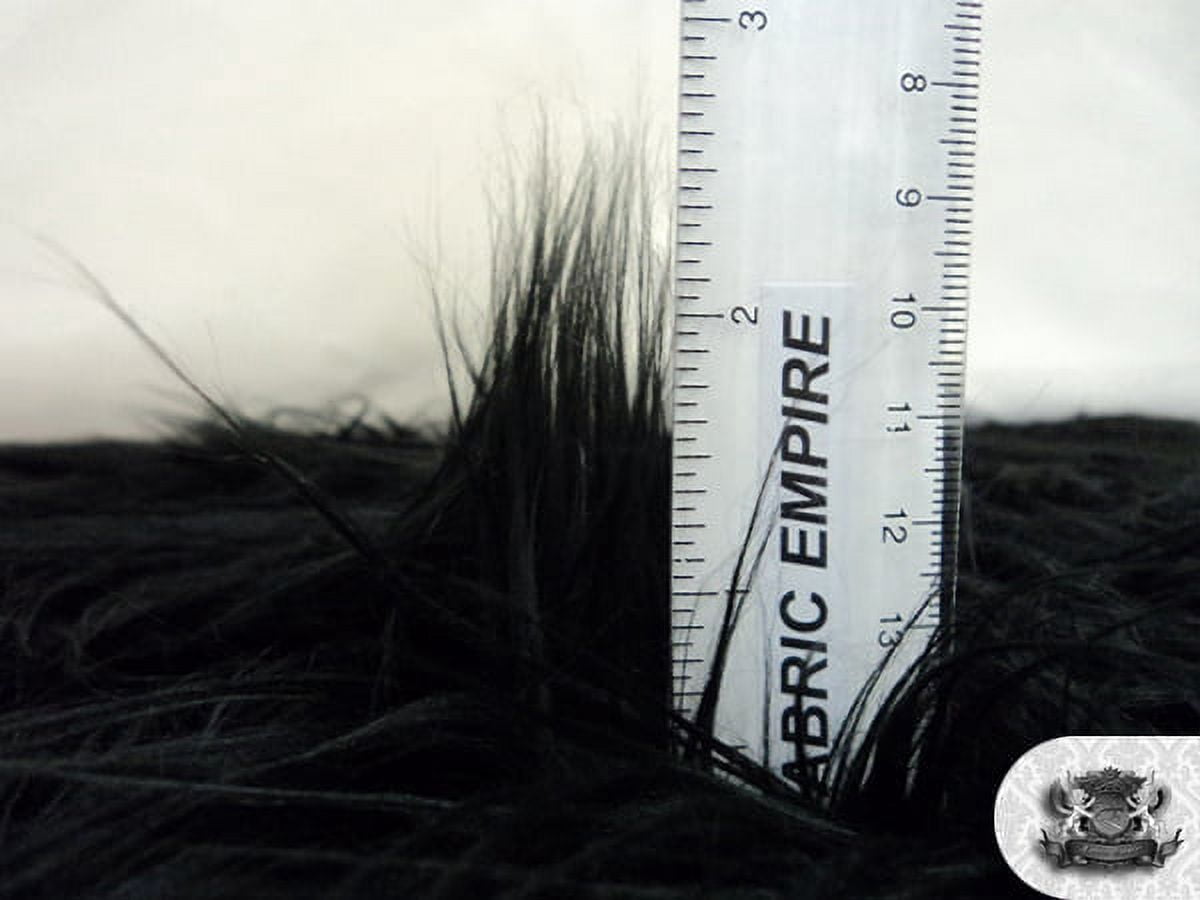 Faux Fake Fur Mongolian Fabric Sold by the Yard (BLACK)