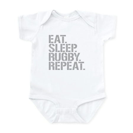 

CafePress - Eat Sleep Rugby Repeat Body Suit - Baby Light Bodysuit Size Newborn - 24 Months