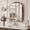 Silver, variant on Jableast 16x24in Vintage Arched Medicine Cabinet with Mirror, Wall Mounted Bathroom Storage, Recessed/Surface Mount, Baroque Retro Design, Gold Beaded Border, Easy Install Vanity Cabinet