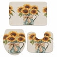 thumbnail image 2 of Summer Sunflowrs Bathroom Rugs Set Vintage Garden Floral Yellow Plants Non Slip Absorbent Soft Bath Mats 3 Piece Set with Bathroom Rug, U-Shaped Floor Mat, Toilet Seat Cover Large Size, 2 of 9