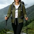 thumbnail image 2 of GERsome Womens Rain Jackets Lightweight Waterproof Full Zip Travel Hiking Hooded Jackets with Pocket Army Green M, 2 of 8