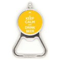 thumbnail image 1 of Citar a mantener la calma y beber cerveza de color amarillo Acero inoxidable Metal cerveza tapa sacacorchos, 1 of 3
