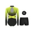 thumbnail image 2 of Miutii Girl's Sparkle Rhinestone Long Sleeve Gymnastics Leotard Ballet Dance Unitard And Shorts Hair Scrunchies Set Fluorescent Yellow 8, 2 of 3