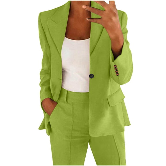 Arnsht Blazer Jacket Women Plus Size Suit Coat Business Casual Outfits 2025 Dressy Casual Suits Button Coat Top Green XXXXXL