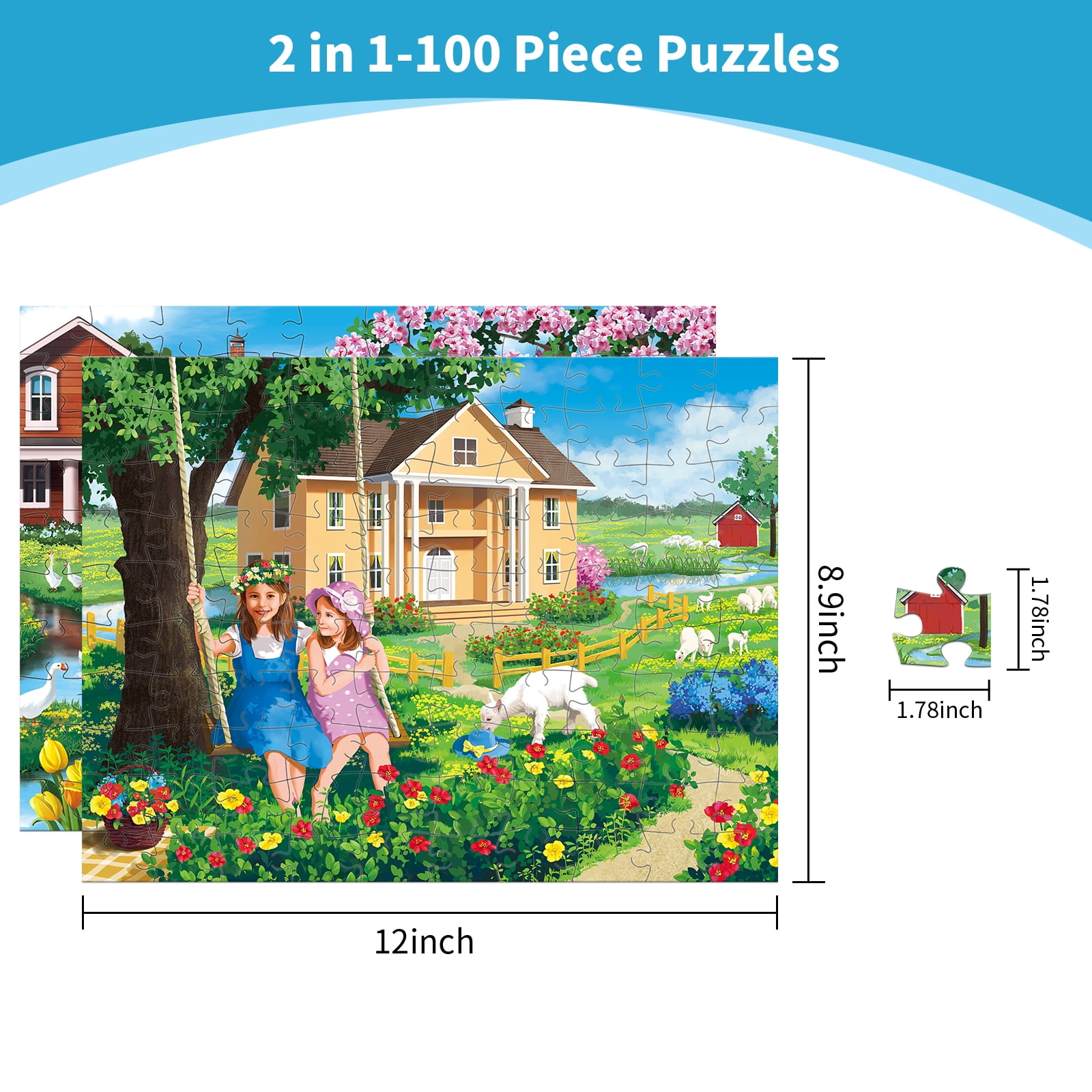 Sunhigh Dementia Puzzles for Elderly, Set of 2-100 Piece Jigsaw Puzzle, Alzheimer’s Products and Activities for Seniors (Beautiful Memories)