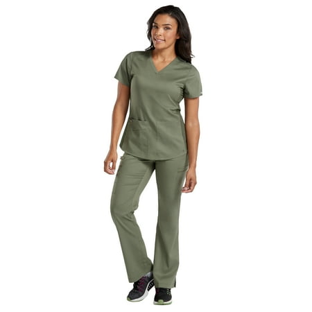 

Med Couture NEW TOUCH Women s V-Neck Shirttail Scrub Top & Yoga 2 Cargo Pocket Scrub Pant Set [XS - 3XL]