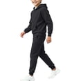 thumbnail image 4 of CYRBOKO Boys Sweatsuits 2pcs Sets, Lightweifht Fleece Lined Athletic Casual Long Sleeve Hoodie and Jogger Sweatpants Black Size 2-3 T, 4 of 6