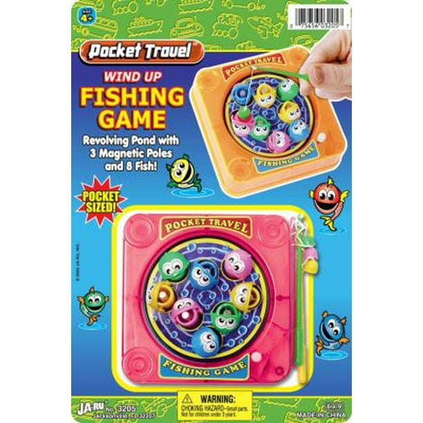 Pocket Travel Wind Up Fishing Game RED NEW