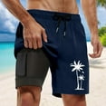 thumbnail image 2 of Mens Swim Trunks With Compression Liner 2 In 1 Swimming Shorts Summer Casual Plus Size Sports Coconut Tree Print Double Beach Pants Quick Dry Bathing Suits, 2 of 4