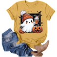thumbnail image 1 of T-shirt Graphique d'Halloween pour Femme, Manches Courtes, Décontracté, Confortable, Mélangé, Tenue Quotidienne, Haut Stylé, 1 of 5