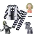 thumbnail image 2 of Disfraces de Halloween COS Disfraz de B-Beetlejuice2 Disfraz de Cosplay para Niños Disfraz de Mago del Inframundo Trajes de Rayas para Niños Uniforme de Actuación, 2 of 5