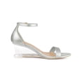 thumbnail image 3 of BLISSFUL STEP Women's Ankle Strap Low Wedge Clear Heels Sandals Silver 11, 3 of 7
