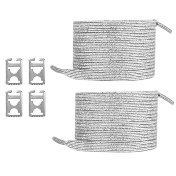 Glittering Metallic Elastic Not Tie Shoelaces String With Hiding Metal Clasp For Sports Running Casual Shoes Adults Kids