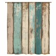 thumbnail image 2 of Farmhouse Teal Brown Sheer Curtains 45 Inches Long, Vintage Retro Ombre Wooden Light Filering Curtains, Breathable Simi Curtain Privacy Drapes for Kitchen Bathroom Lightweight Small Window Treatment, 2 of 9