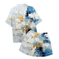 thumbnail image 3 of GHSOHS Sleepwear Pajamas for Women Set Pajamas for Women Home Clothes Short Sleeved Silk Like Pajamas Womens Summer Multicolor Suit 2 Piece Outfits Nightwear Pj Lounge Sets Shorts Outfits Set, 3 of 5