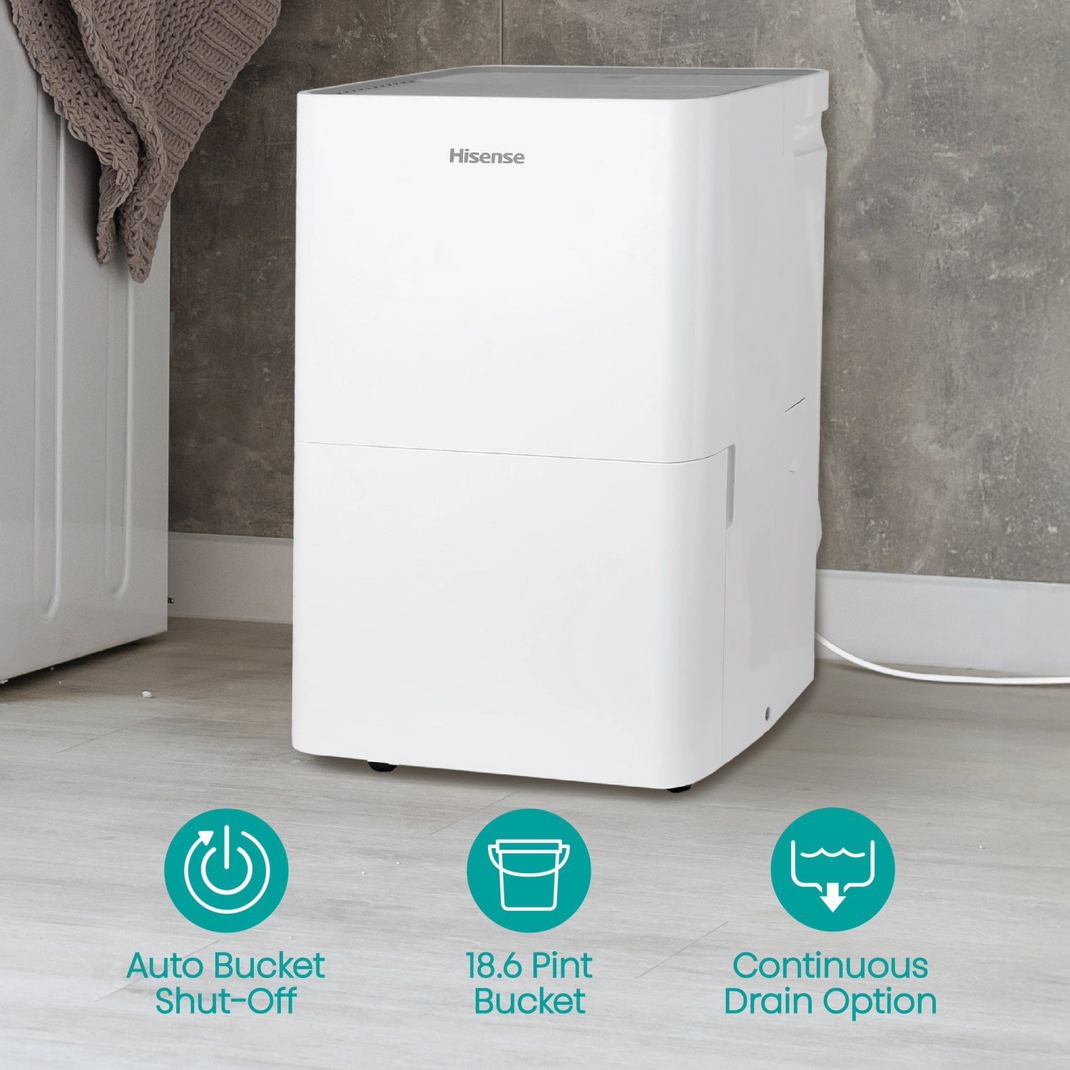 Hisense 35 Pint 3000 Sq. Ft. Compact Dehumidifier in White - Slide-Out Bucket, Energy Star, ADH35K26